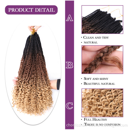 Messy Goddess Bohemian Box braids Un-ruly Synthetic Crochet Hair Bohemian Hair With Curls 12inch Boho Braided Hair Extension